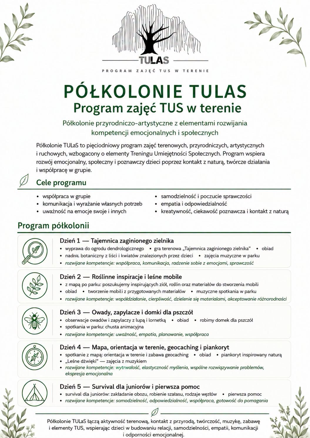 Program półkoloni Tulas dla twojego dziecka.
